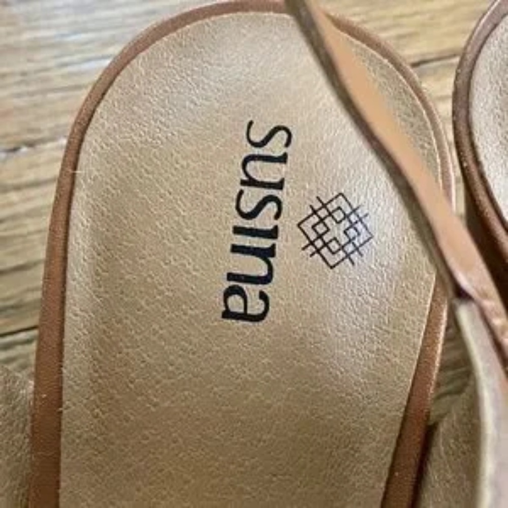 Susina Tan Multi-Strap Ankle Strap Sandals for Women - Picture 5 of 10